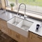 Alfi Brand White Smooth Apron 33" x 18" Double Bowl Fireclay Farm Sink ABF3318D-W - alternate 1